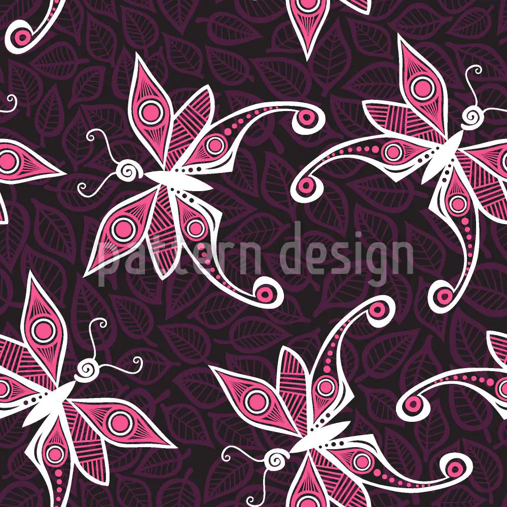 Designmuster Tapete Schmetterlinge Auf Blättern