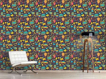 Wall Mural Pattern Wallpaper Funny Leisure Time At Night