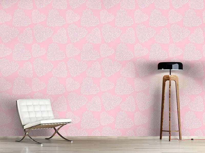 Wall Mural Pattern Wallpaper Fine Hearts