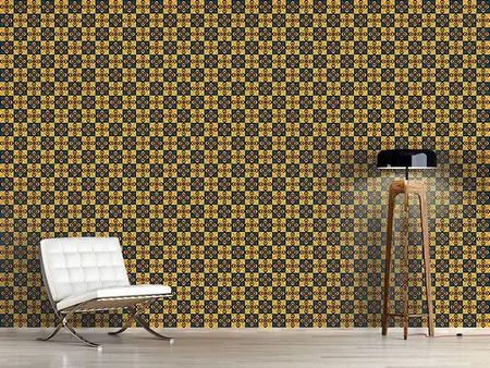 Wall Mural Pattern Wallpaper Checkerboard Floral