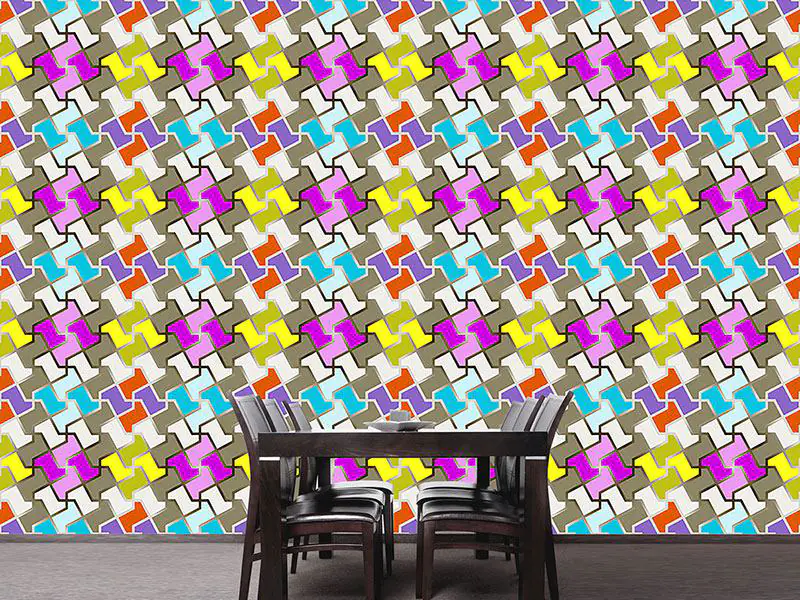 Wall Mural Pattern Wallpaper Funny Puzzle