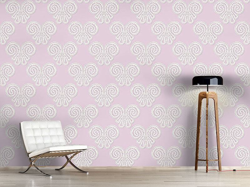 Wall Mural Pattern Wallpaper Soft Lace Butterflies