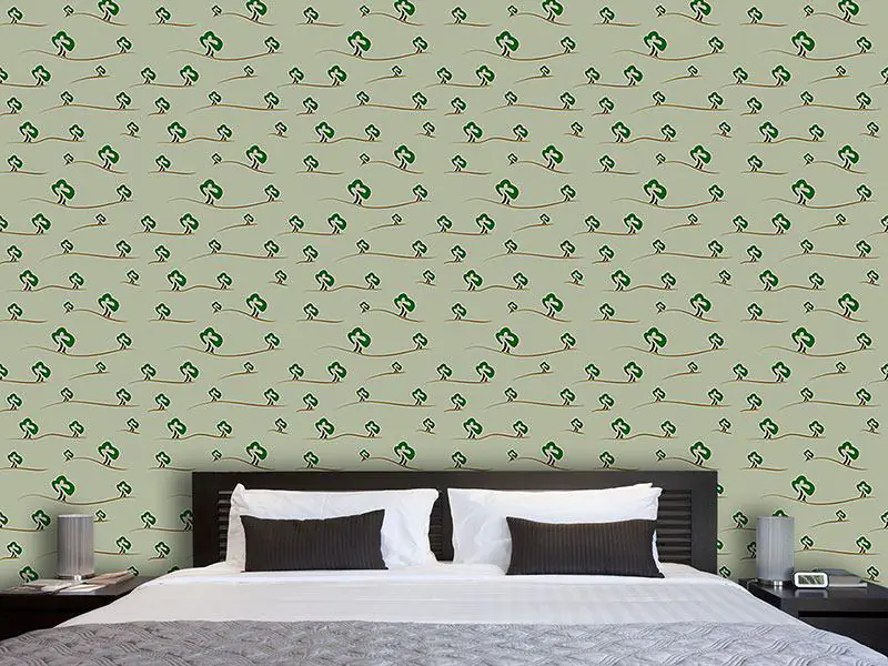 Wall Mural Pattern Wallpaper Trees On The Hill