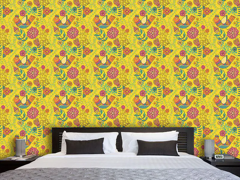 Wall Mural Pattern Wallpaper The Summer Of The Paradise Birds
