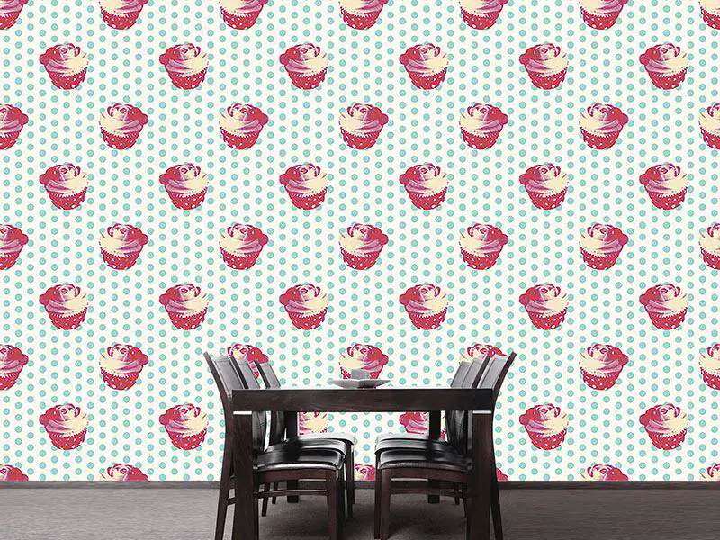 Wall Mural Pattern Wallpaper Cupcake Baby