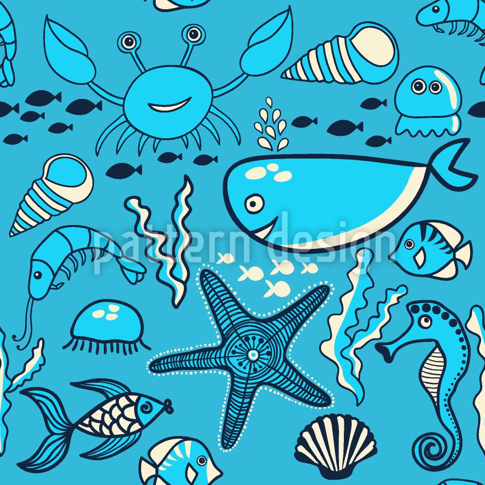 Wall Mural Pattern Wallpaper Happy Ocean Blues