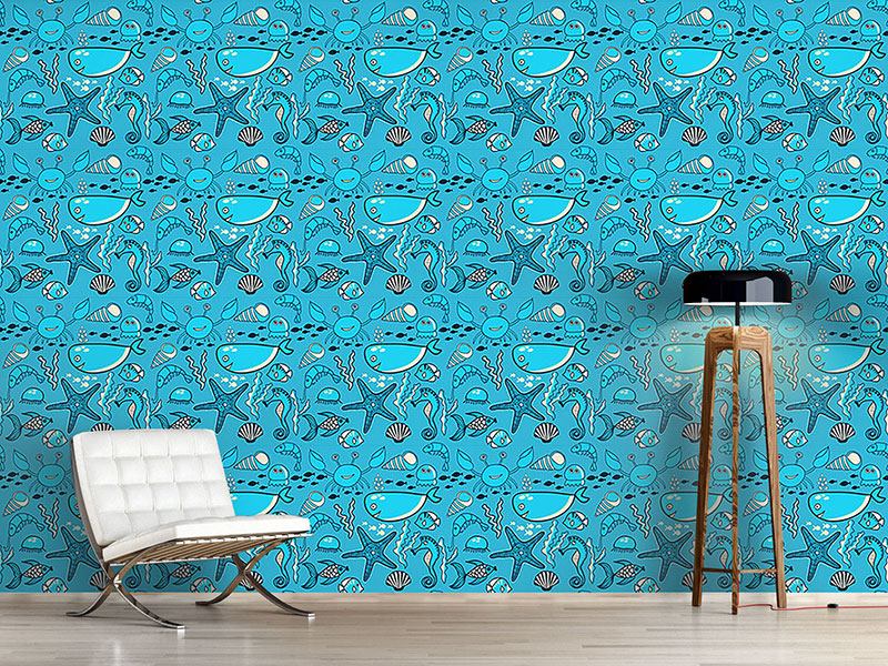 Wall Mural Pattern Wallpaper Happy Ocean Blues