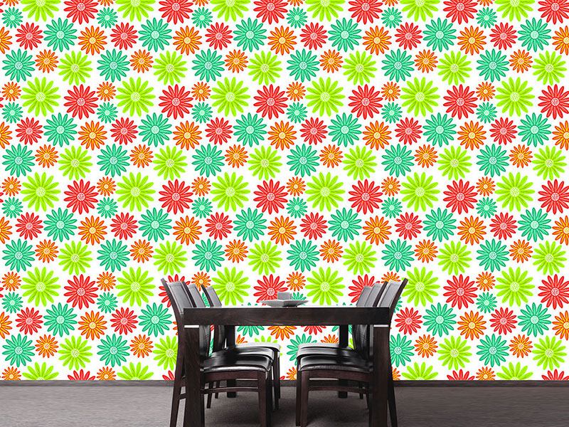 Wall Mural Pattern Wallpaper Delighted Marguerites