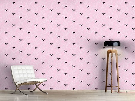 Wall Mural Pattern Wallpaper Violet Hummingbird