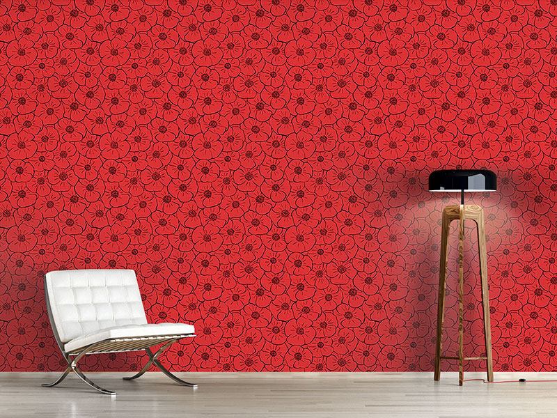 Wall Mural Pattern Wallpaper Delightful Poppy Field