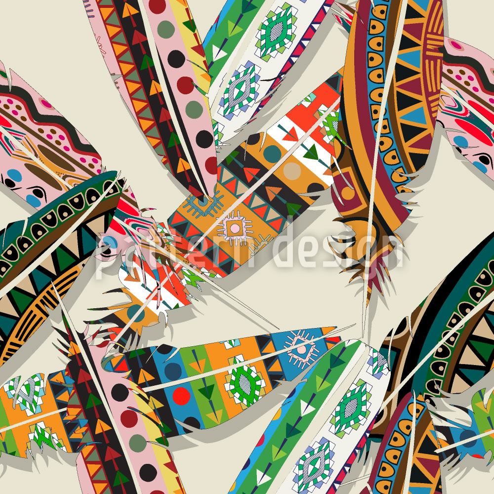 Wall Mural Pattern Wallpaper Ethno Feathers