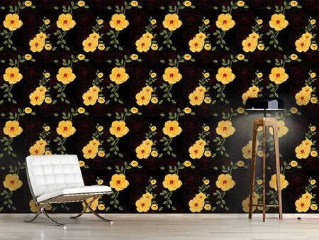 Wall Mural Pattern Wallpaper Yellow Rambler Roses