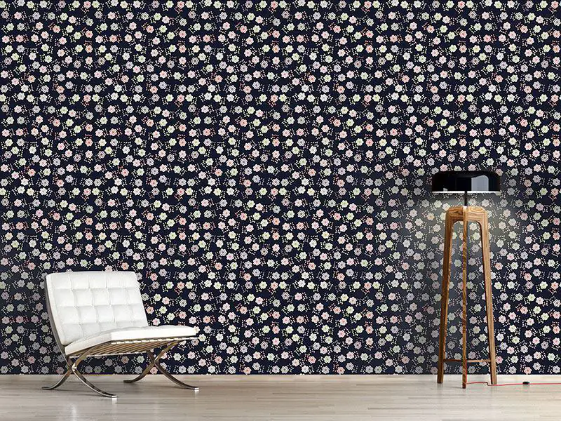 Wall Mural Pattern Wallpaper Girls Dream Of Flowers At Night