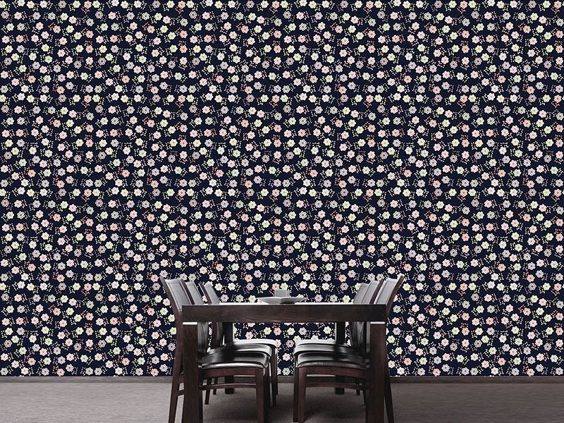 Wall Mural Pattern Wallpaper Girls Dream Of Flowers At Night