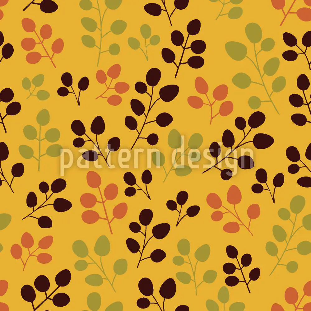 Papier peint design Autumn Foliage On Gold