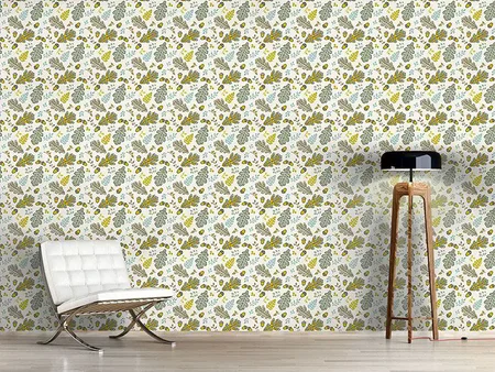 Wall Mural Pattern Wallpaper Acorn And Leaf