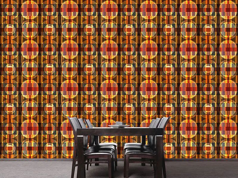 Wall Mural Pattern Wallpaper Circles On The Parquet Floor