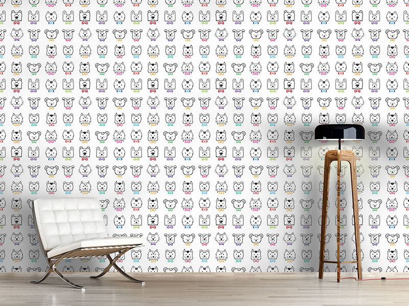 Wall Mural Pattern Wallpaper Elegant Pet Party