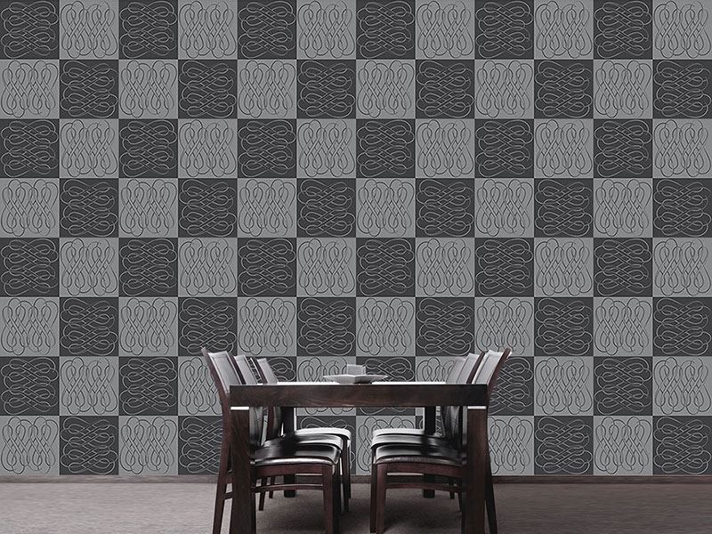 Papier peint design Checkerboard Bows