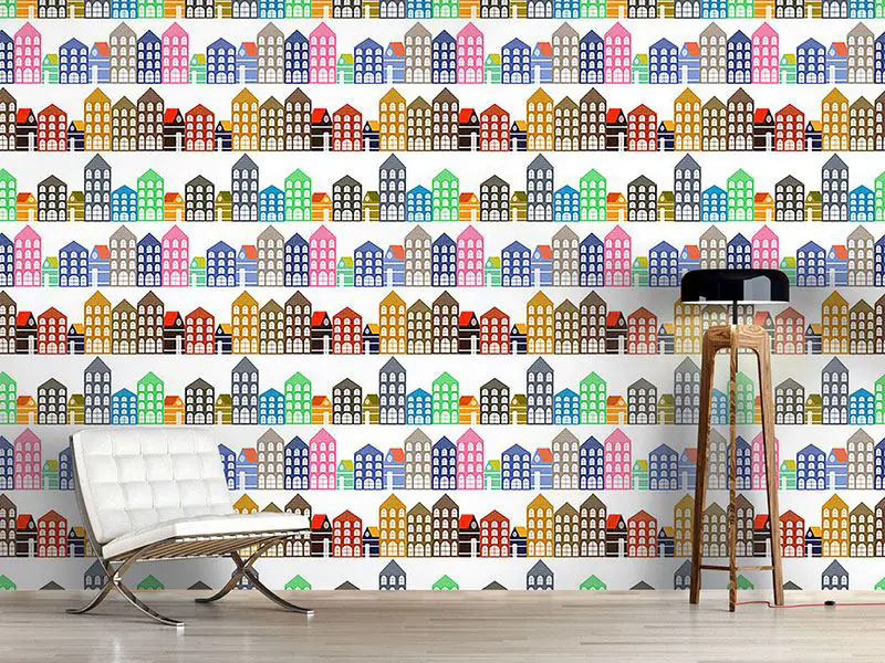 Designmuster Tapete Die Häuser Von Amsterdam