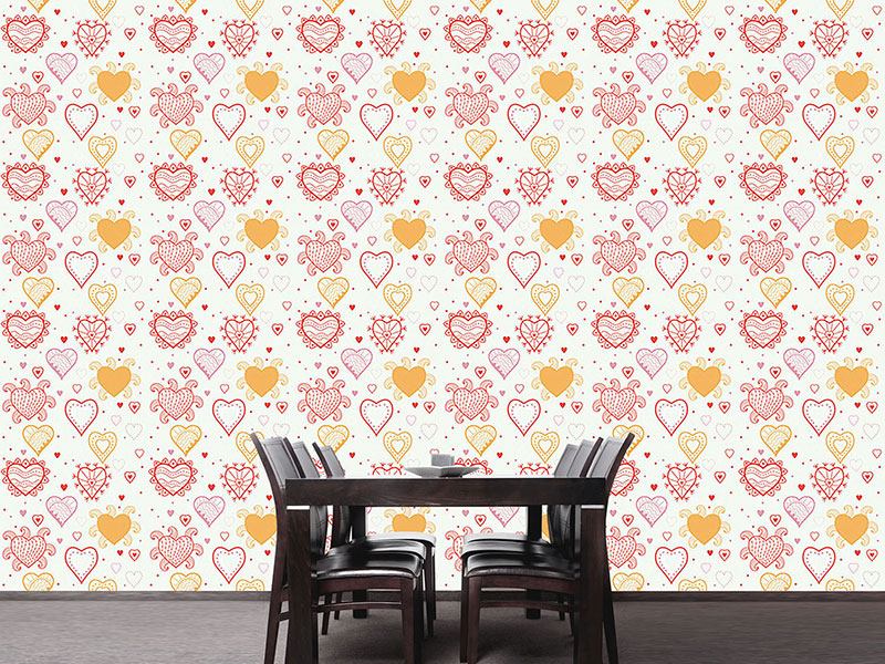Wall Mural Pattern Wallpaper Heart Fantasy