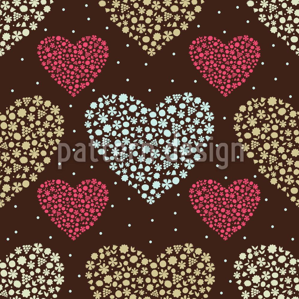 Wall Mural Pattern Wallpaper Heart Bouquets