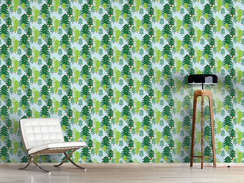 Wall Mural Pattern Wallpaper It Is Snowing In The Fir Forest