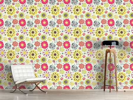 Wall Mural Pattern Wallpaper Summer Splash Floral