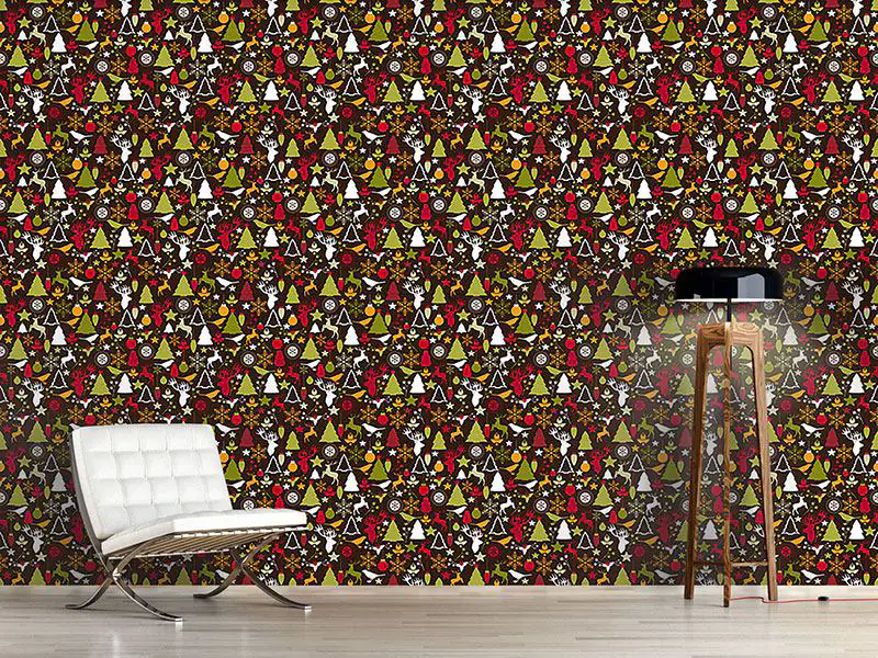 Wall Mural Pattern Wallpaper Christmas In The Forest