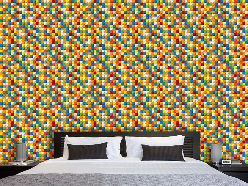 Wall Mural Pattern Wallpaper Mosaic Blocks