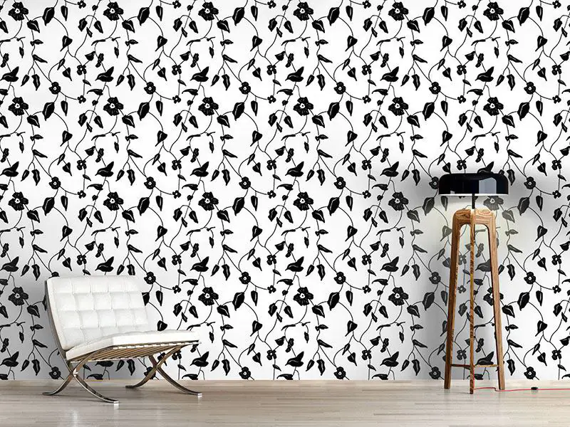 Wall Mural Pattern Wallpaper Flower Silhouettes