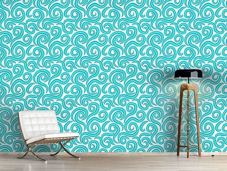 Wall Mural Pattern Wallpaper Aqua Curls