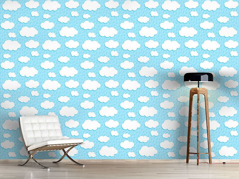 Wall Mural Pattern Wallpaper Clouds And Drops