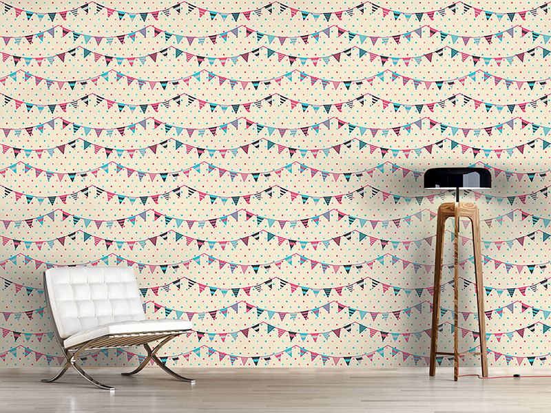 Wall Mural Pattern Wallpaper Sweet Festoons On Polkadots