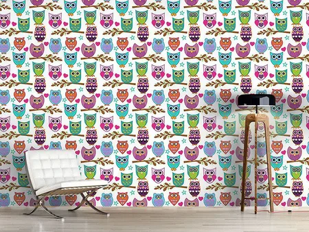 Wall Mural Pattern Wallpaper The Big Owl Assembly
