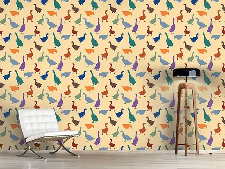 Wall Mural Pattern Wallpaper Gabbling Geese