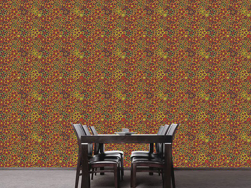 Wall Mural Pattern Wallpaper Retro Flower Rush