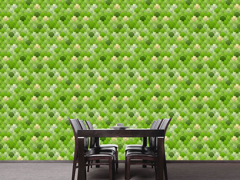 Wall Mural Pattern Wallpaper Pentagon pixels In the grass