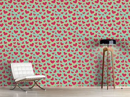 Wall Mural Pattern Wallpaper I Am So Wild About Your Strawberry Heart