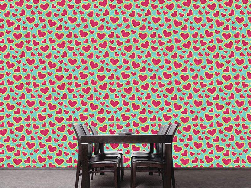 Wall Mural Pattern Wallpaper I Am So Wild About Your Strawberry Heart
