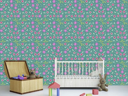 Wall Mural Pattern Wallpaper Dots And Flowers