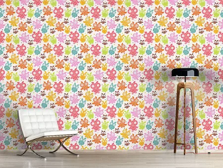 Wall Mural Pattern Wallpaper Owls Attempt To Fly