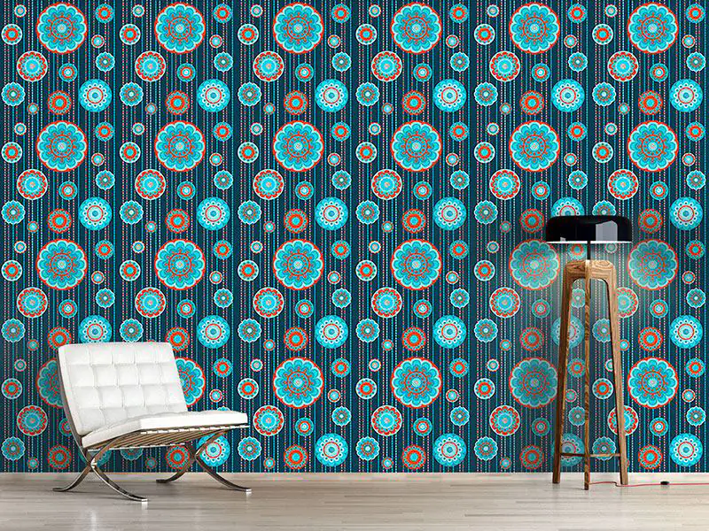Wall Mural Pattern Wallpaper Floret In Chains