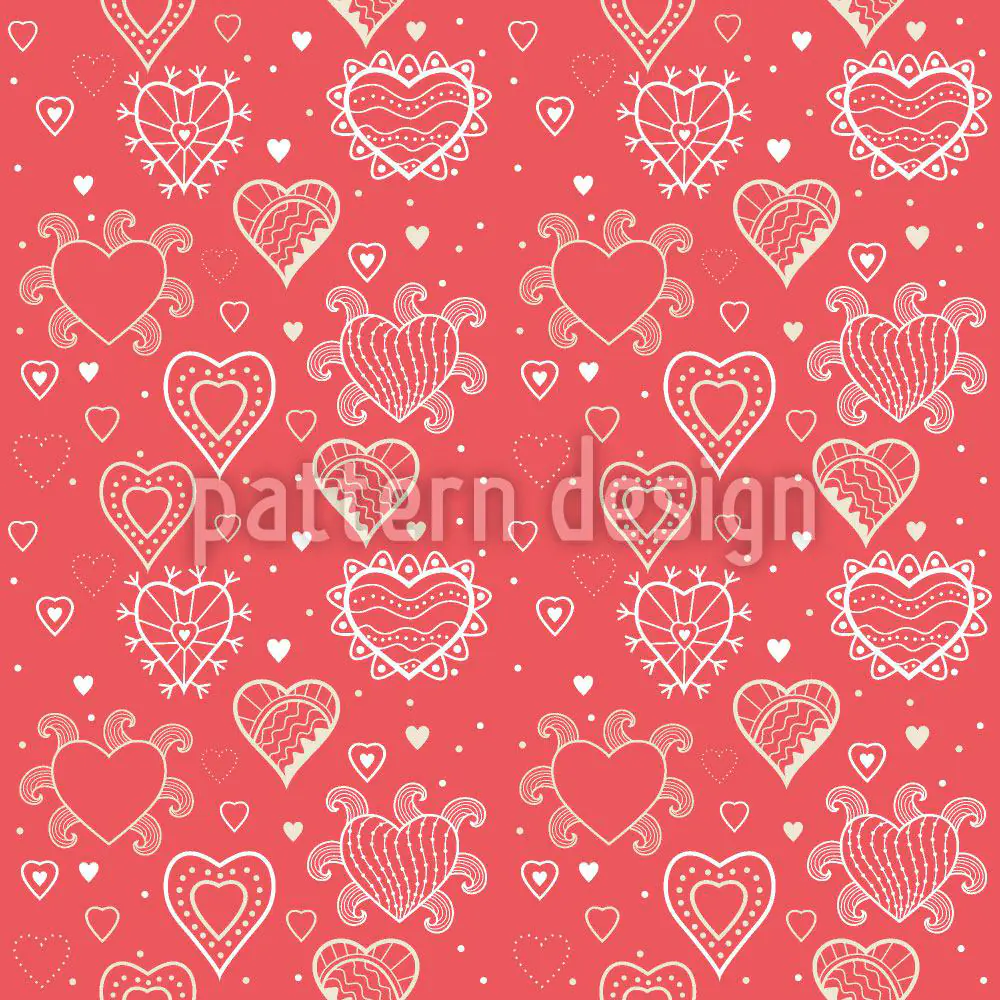 Wall Mural Pattern Wallpaper Romance With Hearts