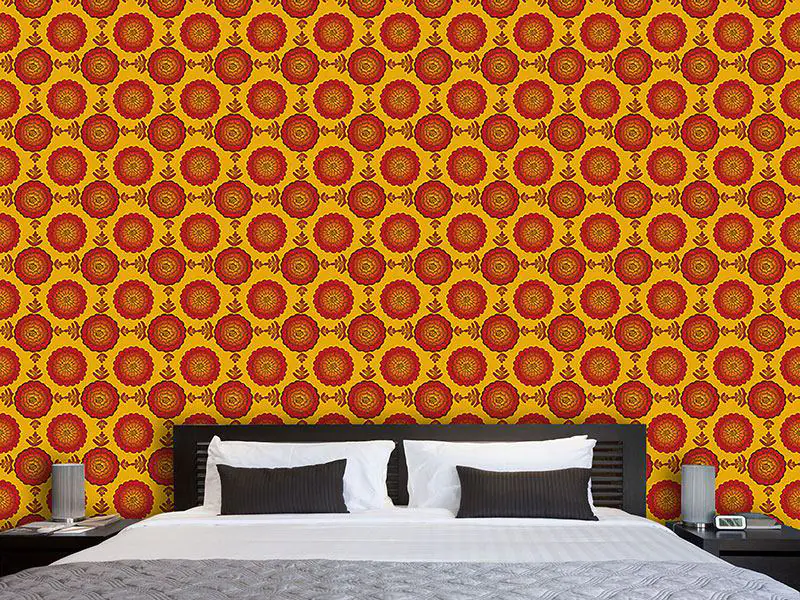 Wall Mural Pattern Wallpaper Marigold Floral