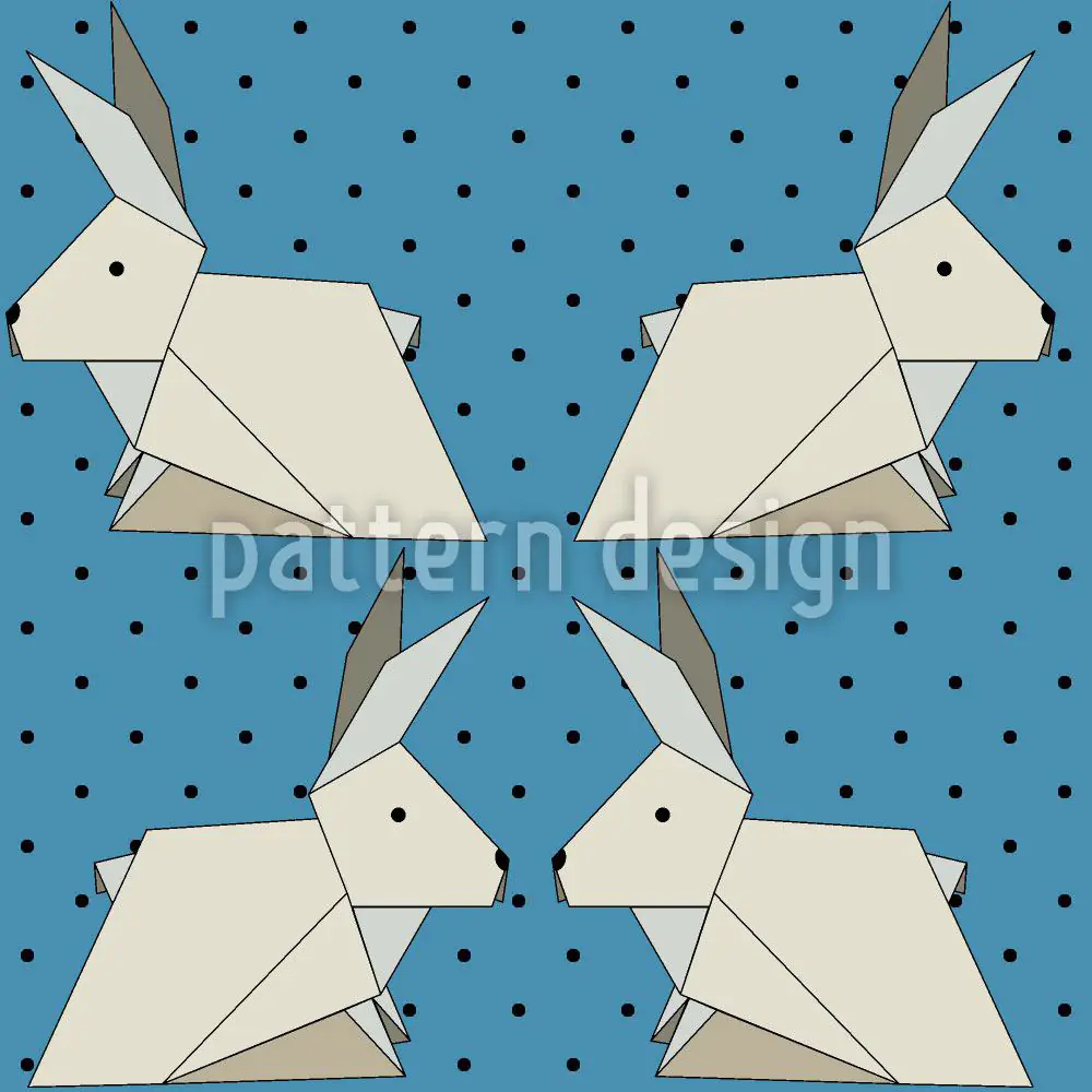 Wall Mural Pattern Wallpaper Origami Rabbits On Polkadots