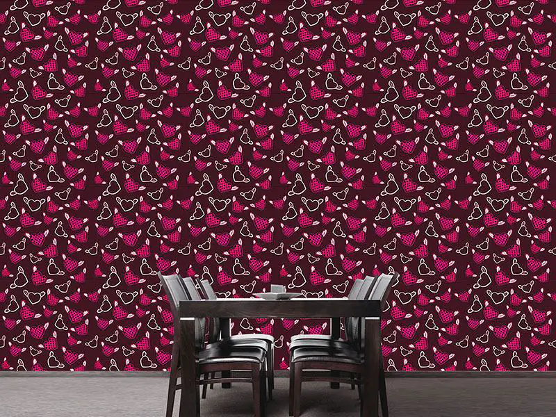 Wall Mural Pattern Wallpaper Sweet fantasy chess heart