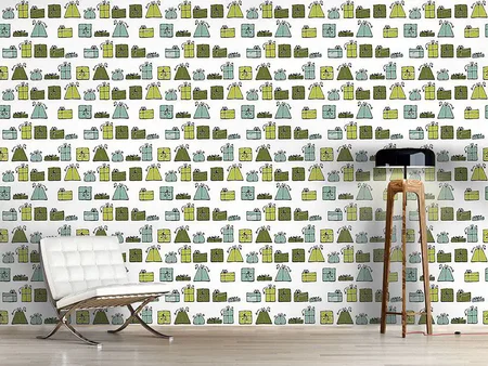 Wall Mural Pattern Wallpaper Wishing Punch Green