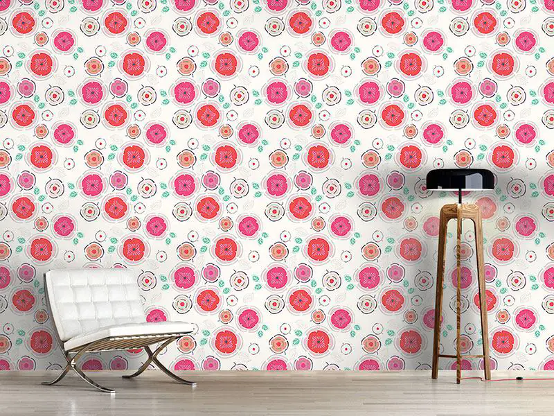 Wall Mural Pattern Wallpaper Enchanting Patchwork Flowers