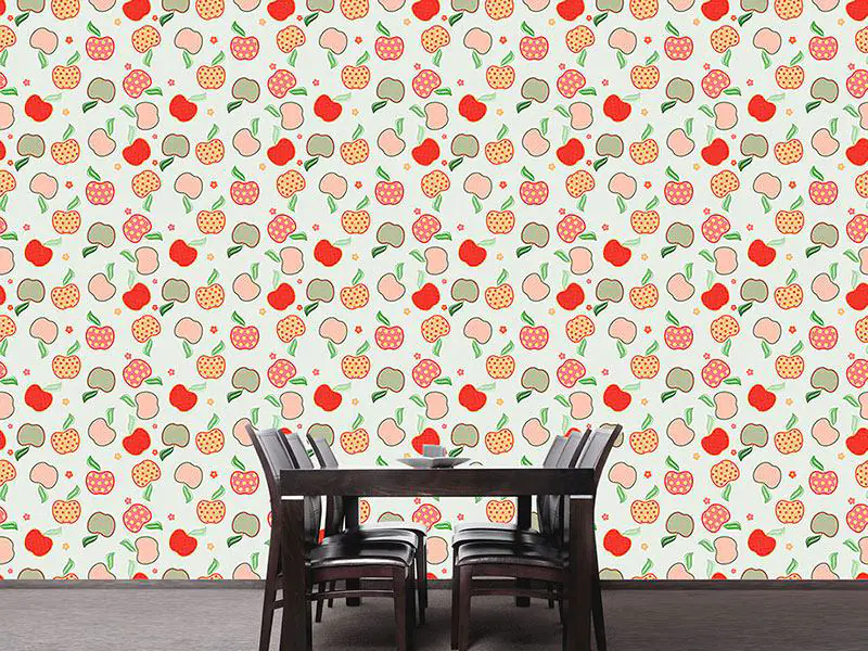 Wall Mural Pattern Wallpaper Tasty Apple Patchwork